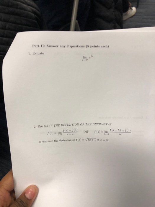 Solved Part II: Answer any 2 questions (5 points each) 1. | Chegg.com