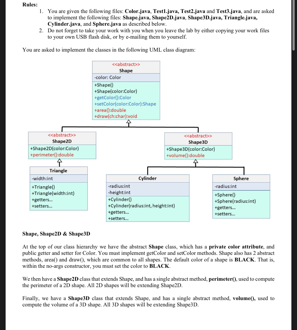 Solved To submit your lab work, upload Shape.java, | Chegg.com