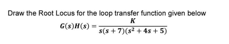 Solved Draw the Root Locus for the loop transfer function | Chegg.com