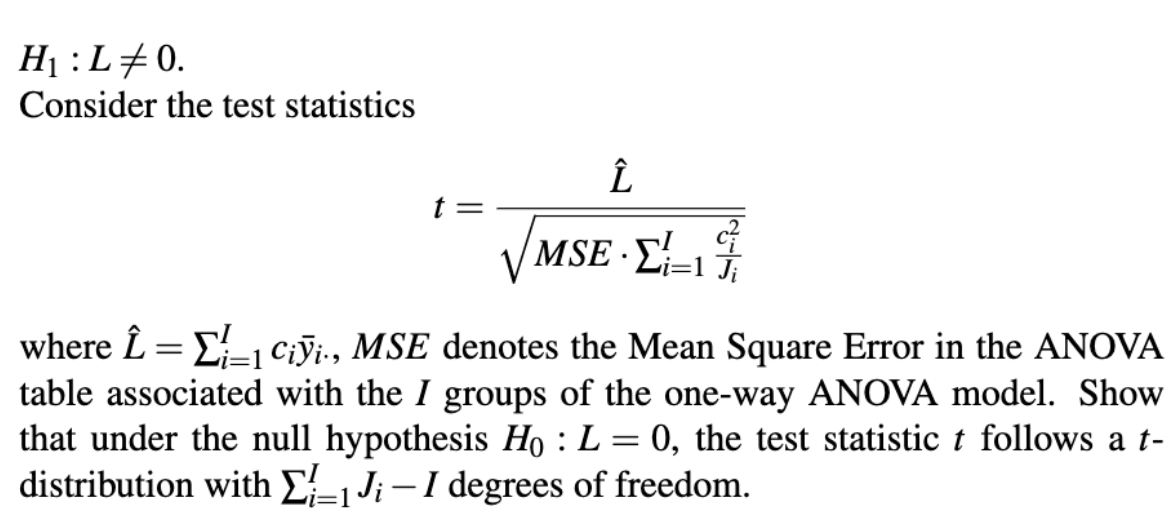 Solved Consider The One Way Unbalanced Groups Anova Model Chegg Com