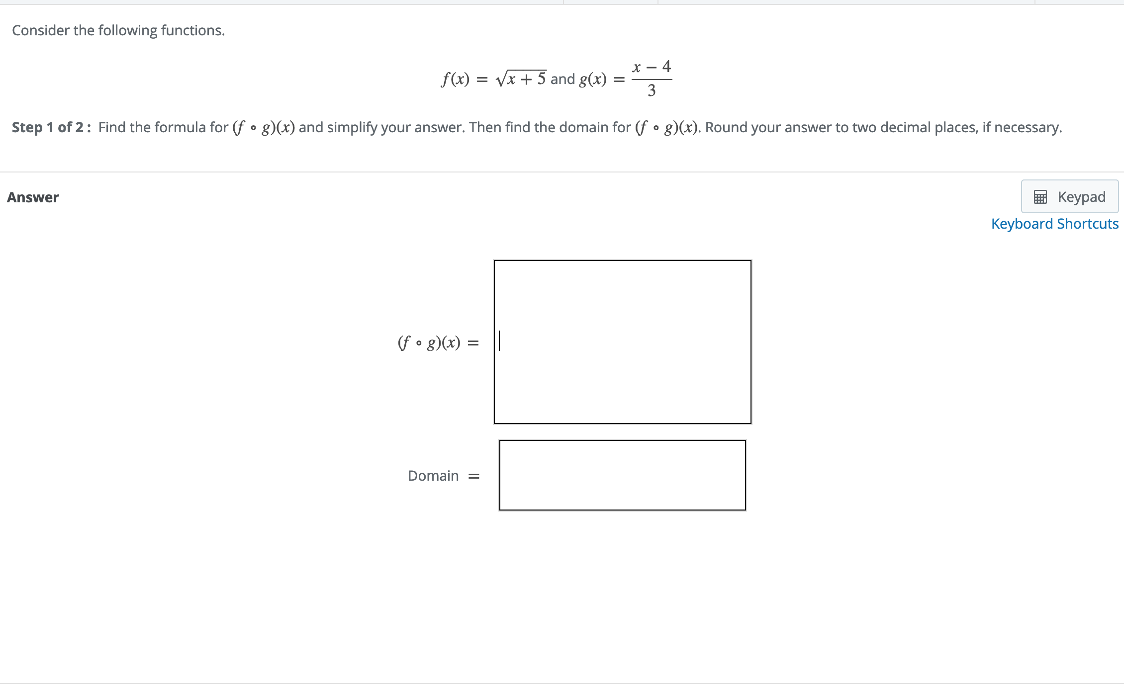 Solved Consider the following functions. f(x) = (x + 5 and | Chegg.com