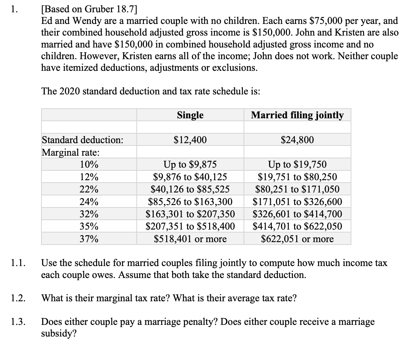 Solved 1 1 ﻿Use the schedule for married couples filing Chegg com