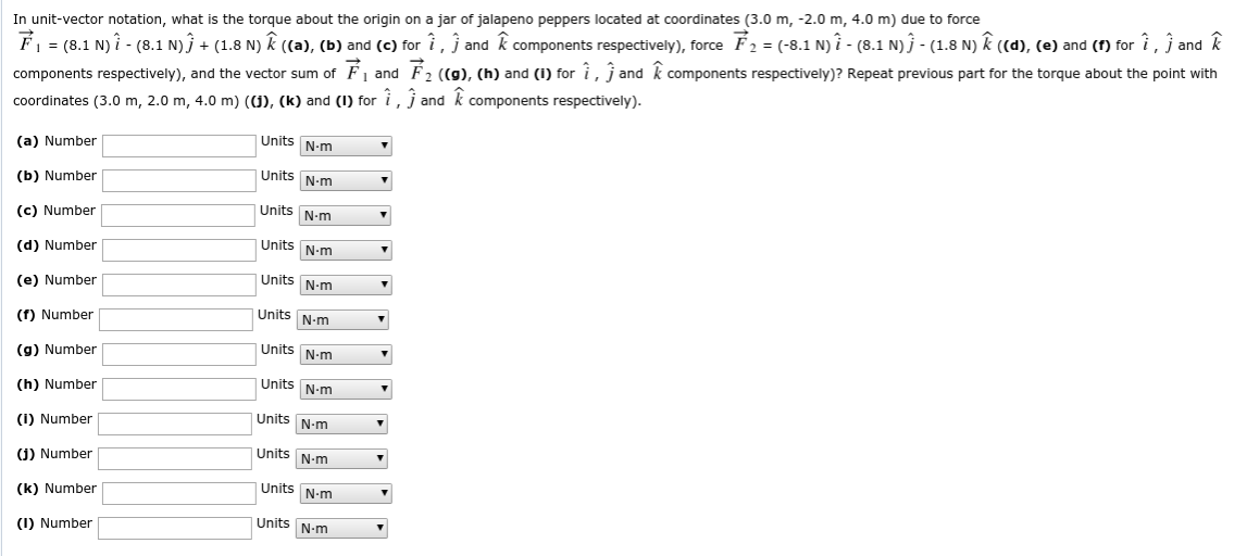 Solved In Unit Vector Notation What Is The Torque About Chegg Com