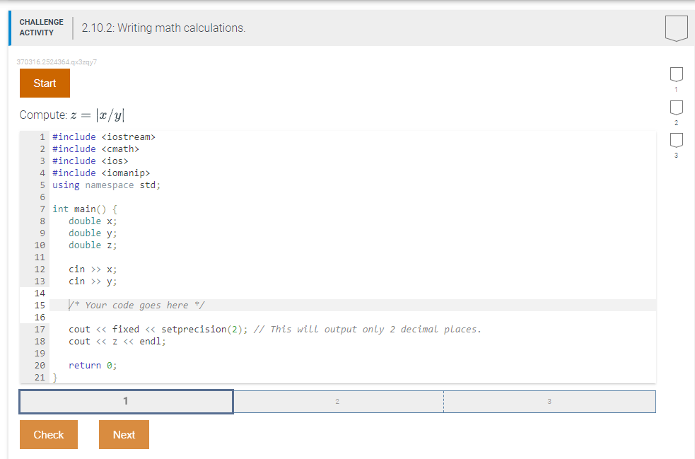 Solved CHALLENGE ACTIVITY 2.10.2: Writing math calculations. | Chegg.com