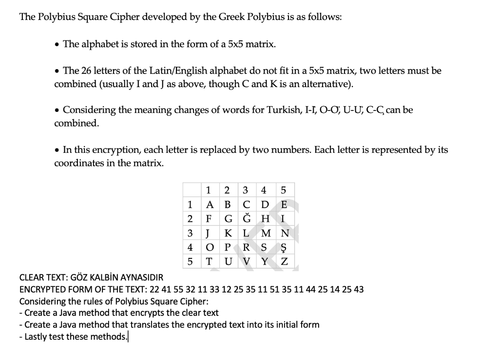 Solved The Polybius Square Cipher developed by the Greek | Chegg.com