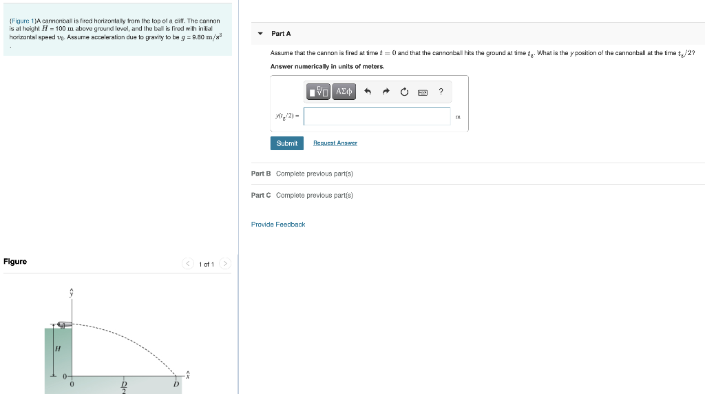 Solved (Figure 1)A cannonball is fired horizontally from the | Chegg.com