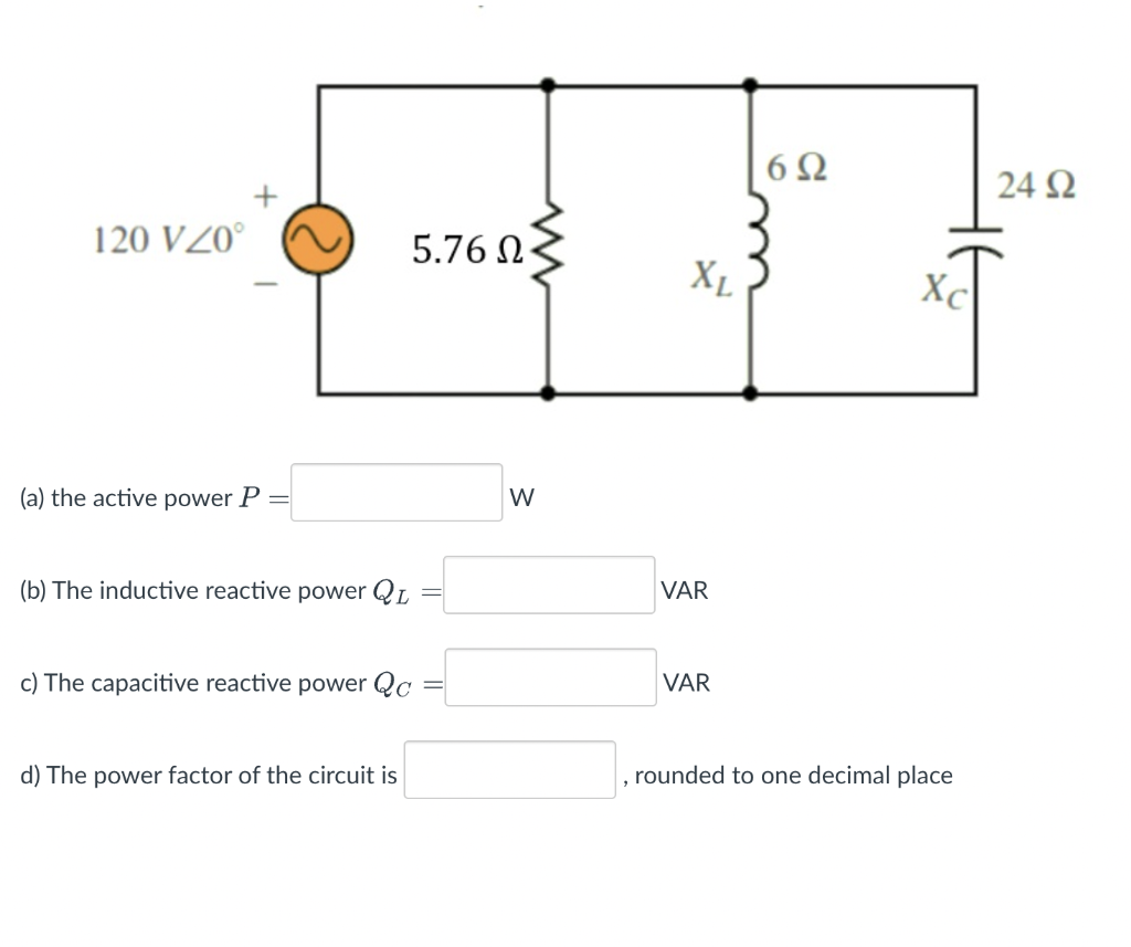 Solved (a) the active power P= W (b) The inductive reactive