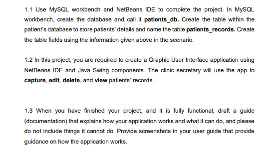 Solved 1.1 Use MySQL workbench and NetBeans IDE to complete | Chegg.com