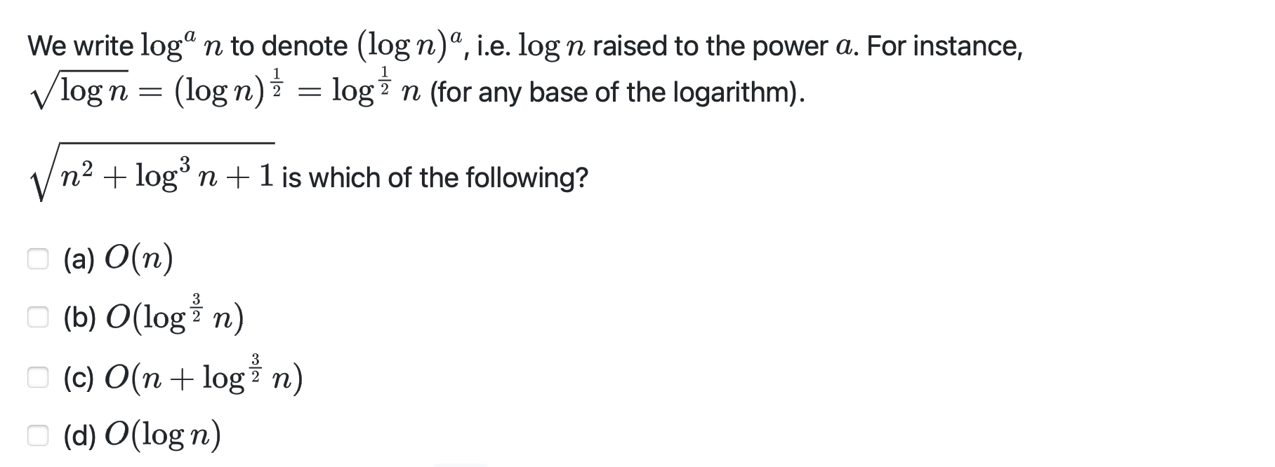 solved-we-write-logan-to-denote-logn-a-i-e-logn-raised-to-chegg
