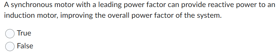 Solved A synchronous motor with a leading power factor can | Chegg.com