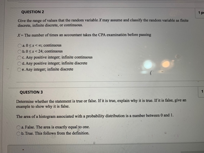 Solved QUESTION 2 1 pe Give the range of values that the | Chegg.com