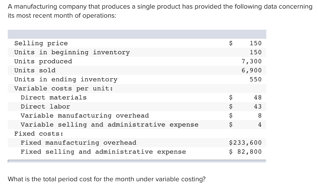 are direct materials variable costs