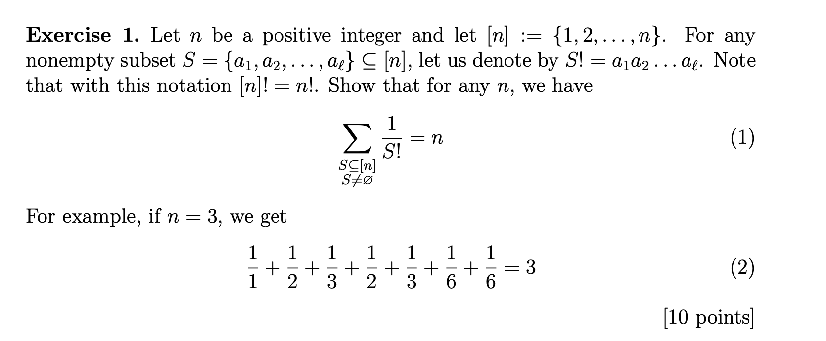 Solved Exercise 1. Let N Be A Positive Integer And Let | Chegg.com