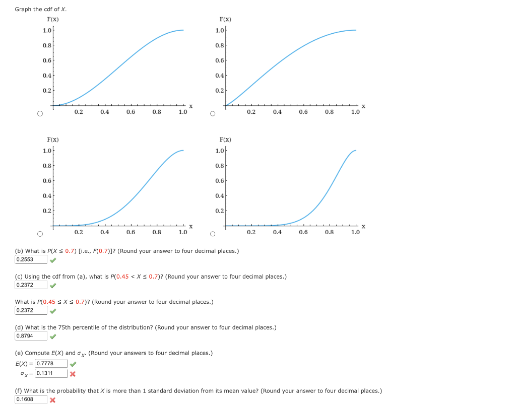 Solved f x 56x6 1 x 001graph the cdf of x b what is chegg