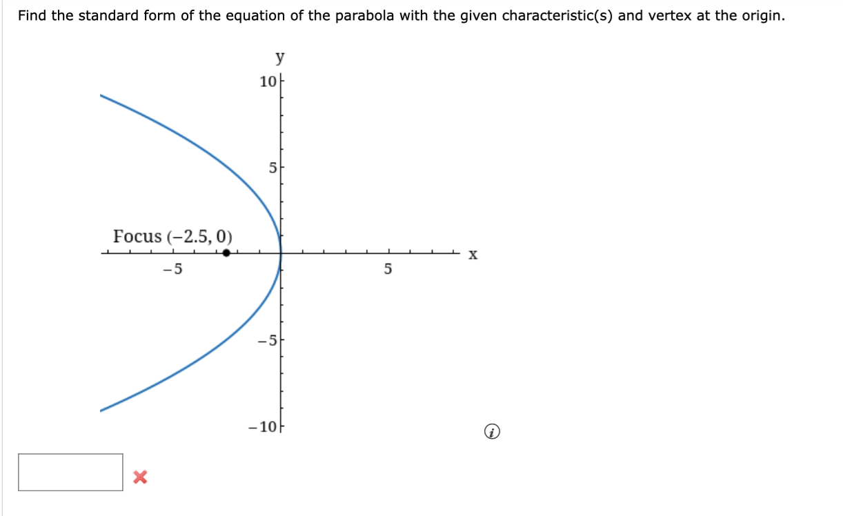 standard equation of a parabola with vertex at hk