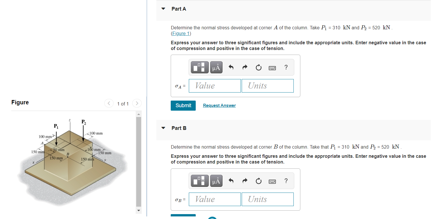 Solved Part A Determine the normal stress developed at | Chegg.com