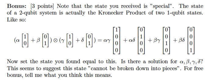 Solved Bonus: (3 points] Note that the state you received is | Chegg.com