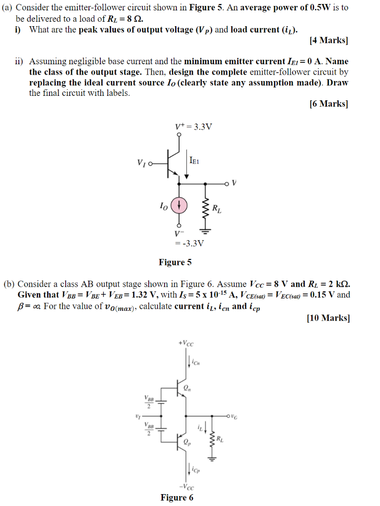 Solved (a) Consider The Emitter-follower Circuit Shown In | Chegg.com