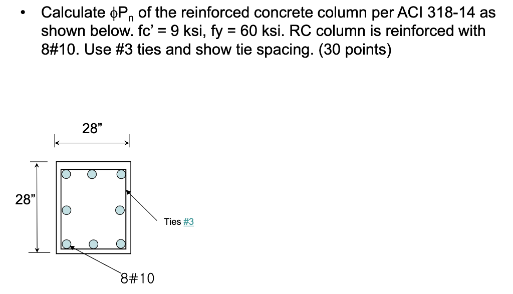 Solved - Calculate ϕPn of the reinforced concrete column per | Chegg.com