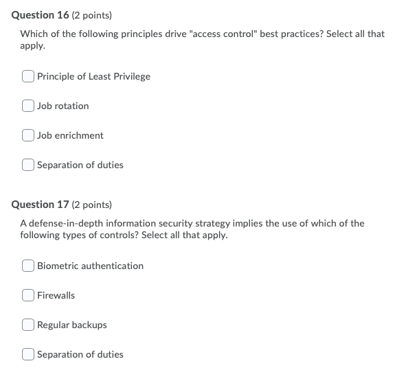 Solved Question 16 (2 points) Which of the following | Chegg.com