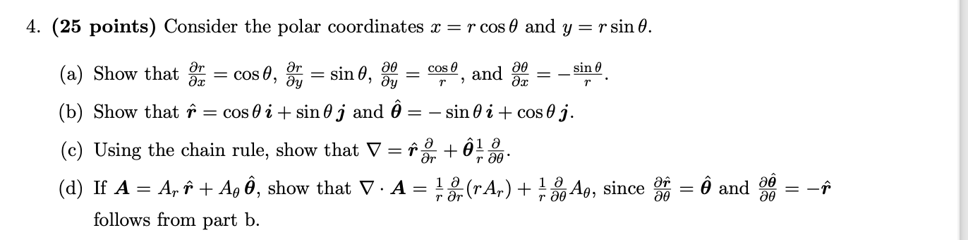 4 25 Points Consider The Polar Coordinates X R Chegg Com