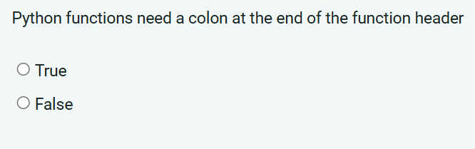 Solved Python functions need a colon at the end of the | Chegg.com