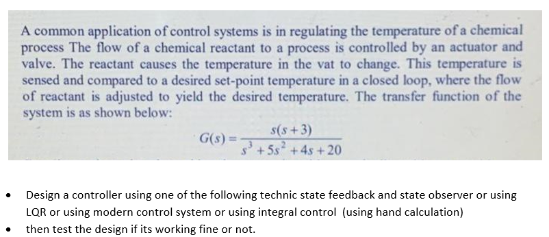 Solved A common application of control systems is in | Chegg.com