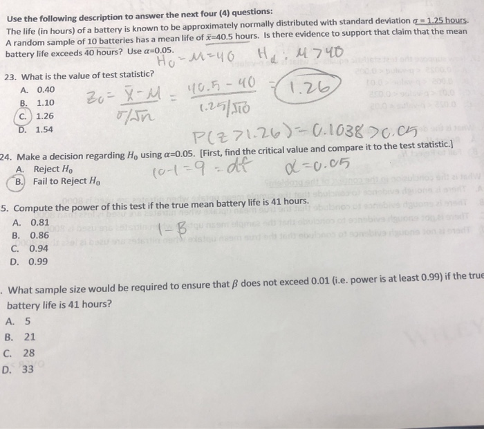 Solved Use the following description to answer the next four