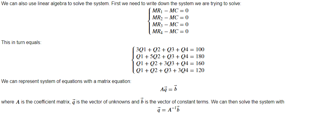 Solved We can also use linear algebra to solve the system. | Chegg.com