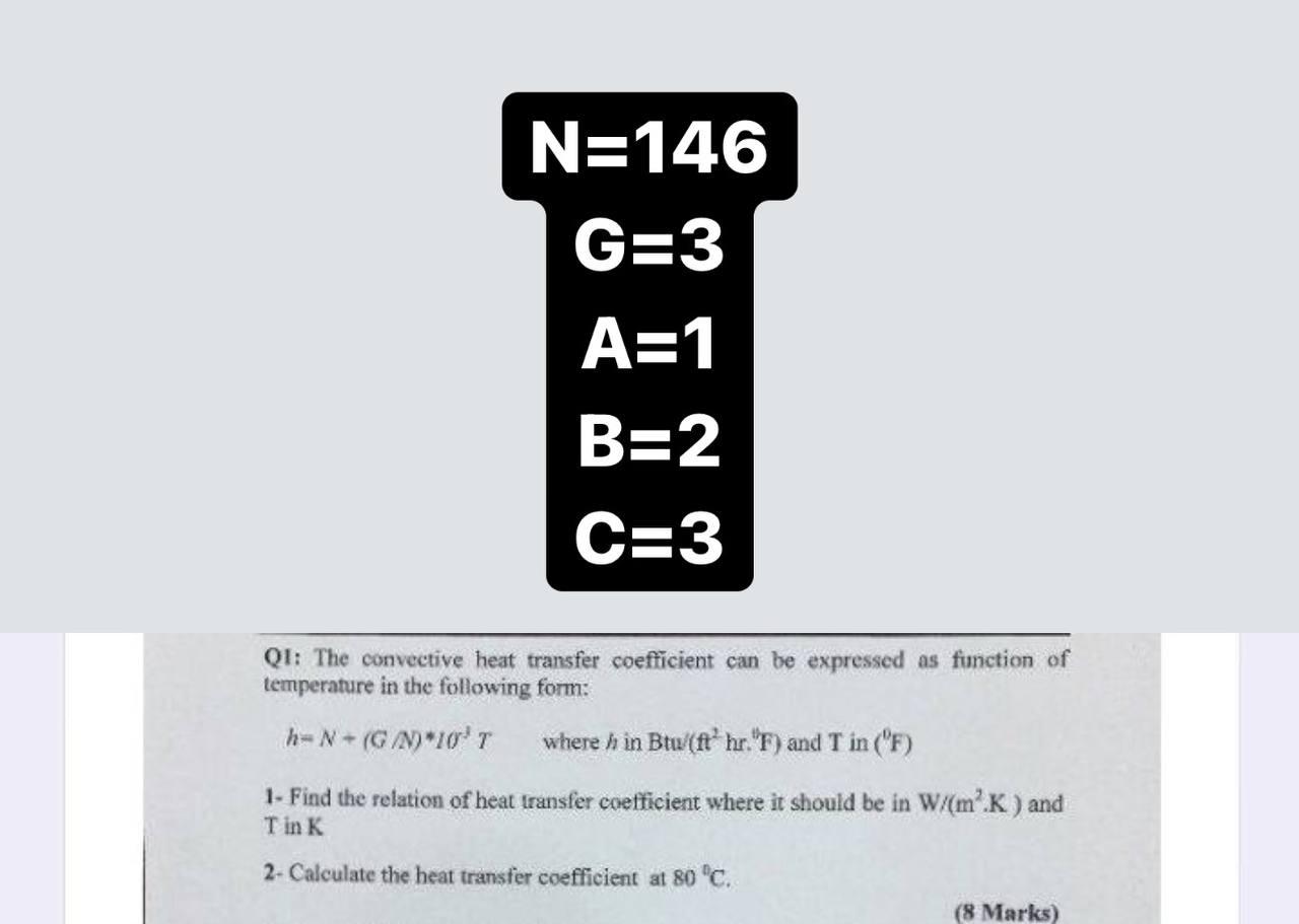 Solved N 146 G 3 A 1 B 2 C 3 Qi The Convective Heat Tran Chegg Com