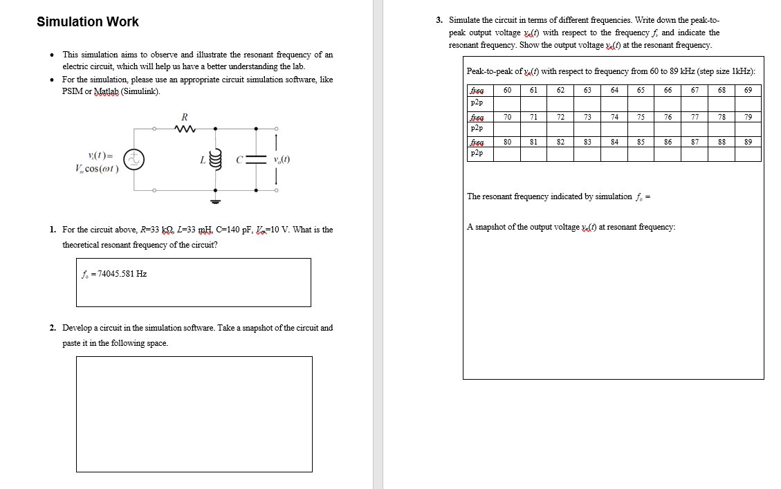 Solved Simulation Work 3 Simulate The Circuit In Terms Of Chegg