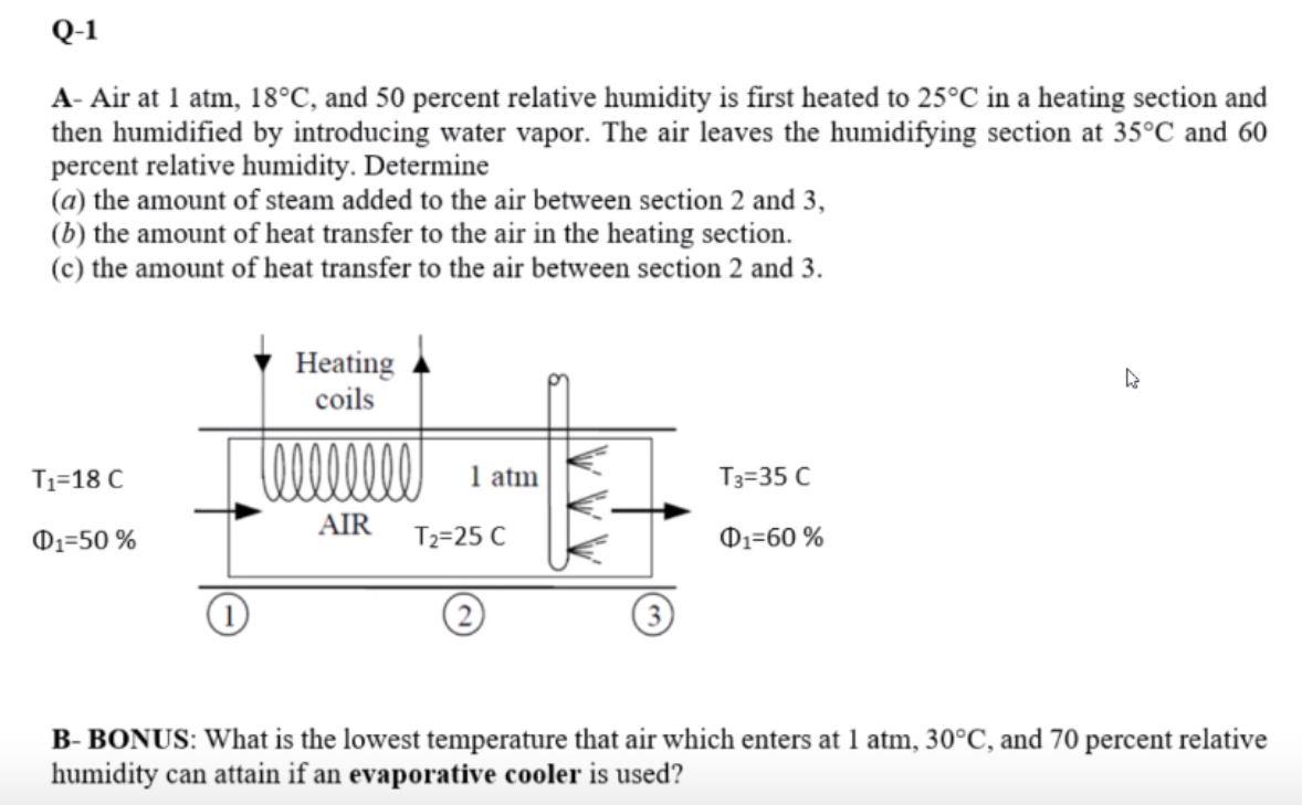 Solved Q-1 A- Air at 1 atm, 18°C, and 50 percent relative | Chegg.com