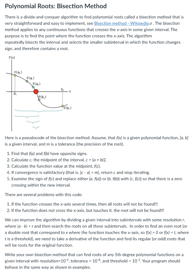 Solved Polynomial Roots: Bisection Method There is a | Chegg.com