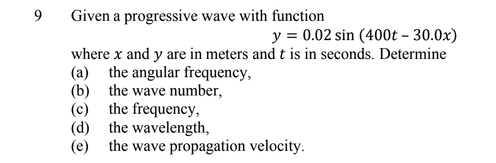 Solved Given a progressive wave with function | Chegg.com