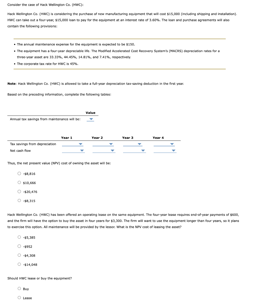 Solved Consider the case of Hack Wellington Co. (HWC): Hack | Chegg.com