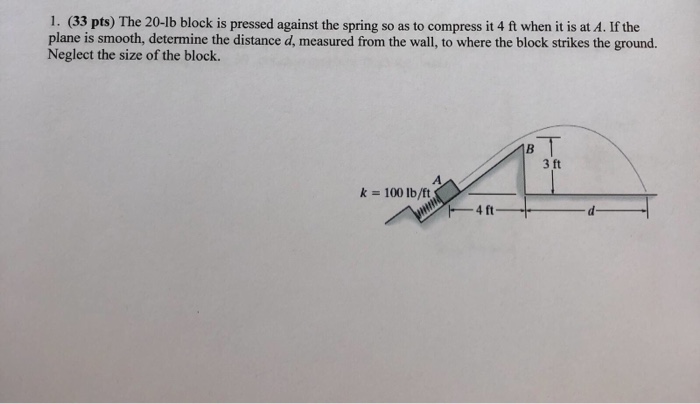 Solved 1 (33 Pts) The 20 Lb Block Is Pressed Against The | Cheggcom