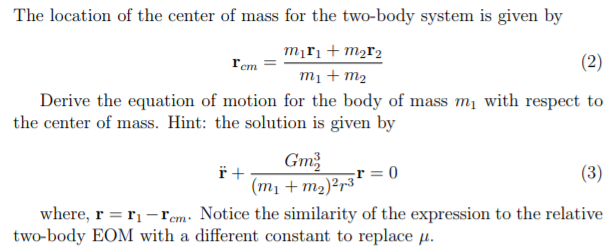Solved The location of the center of mass for the two-body | Chegg.com