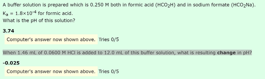 Solved A buffer solution is prepared which is 0.250 M both | Chegg.com