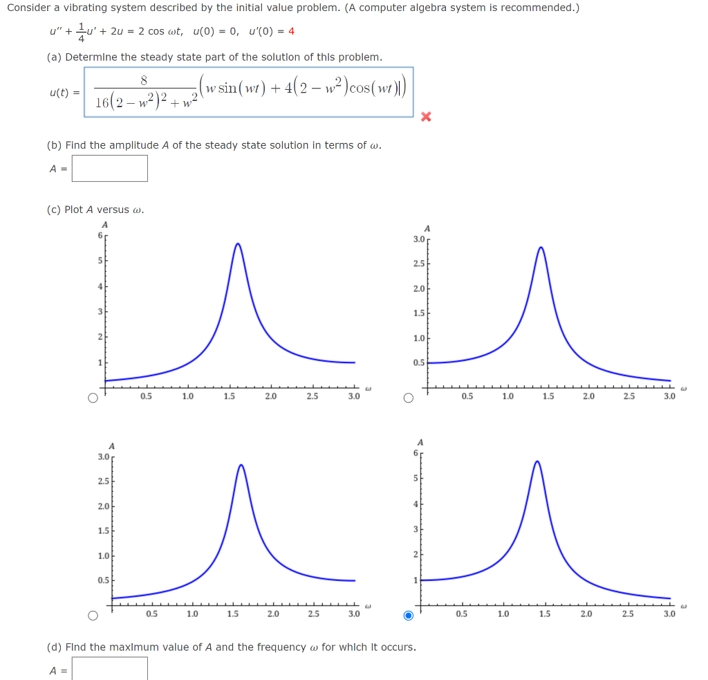 Solved Consider A Vibrating System Described By The Initial | Chegg.com