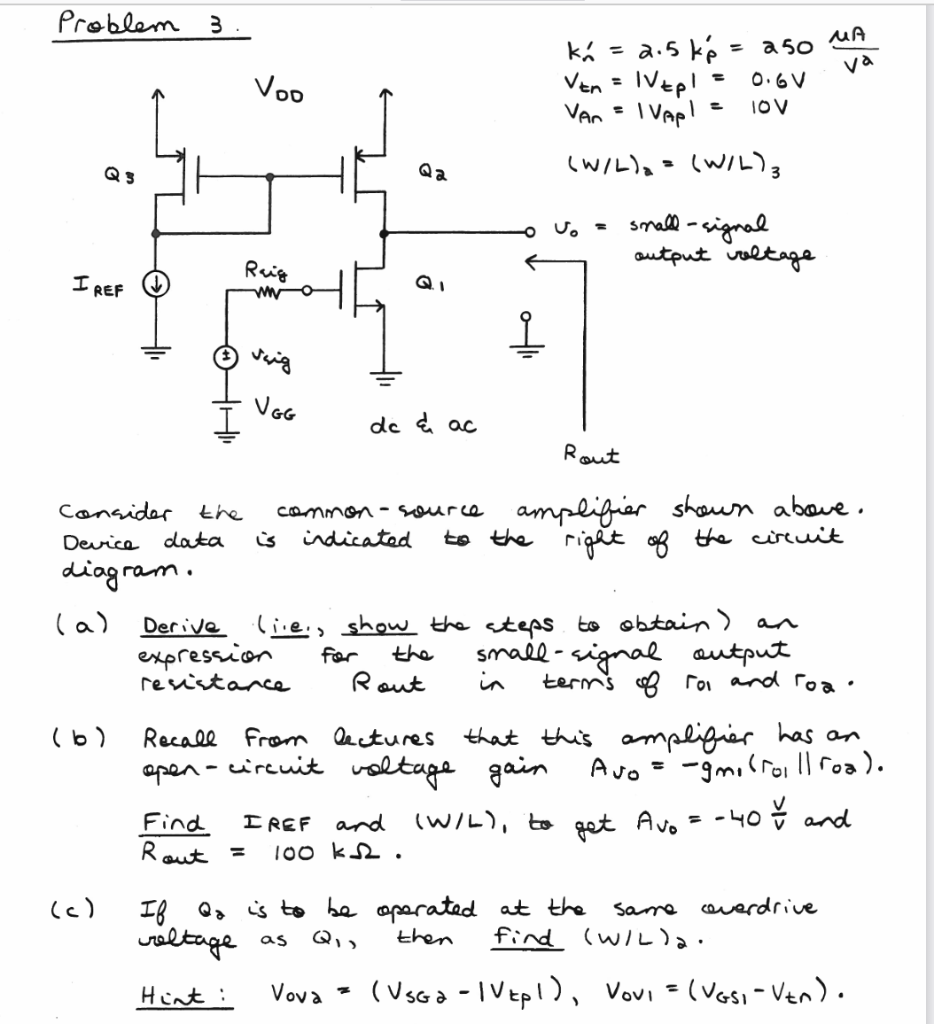 Solved Problem 3. kn = 2.5 ks = a 50 UA Ven Vep! 0.6V Van = | Chegg.com