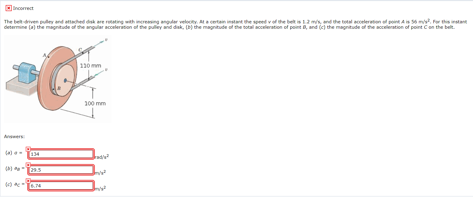 Solved X Incorrect The beltdriven pulley and attached disk
