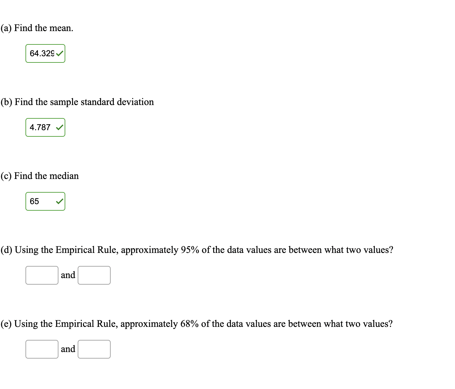 Solved (a) Find The Mean. (b) Find The Sample Standard | Chegg.com