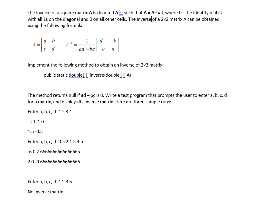 Solved The inverse of a square matrix A is denoted A such | Chegg.com