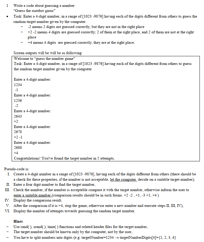 Solved 1 Write a code about guessing a number: "Guess the | Chegg.com