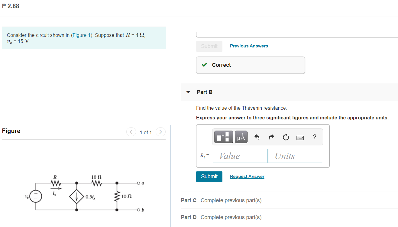 Solved P 2.88 Consider the circuit shown in (Figure 1). | Chegg.com