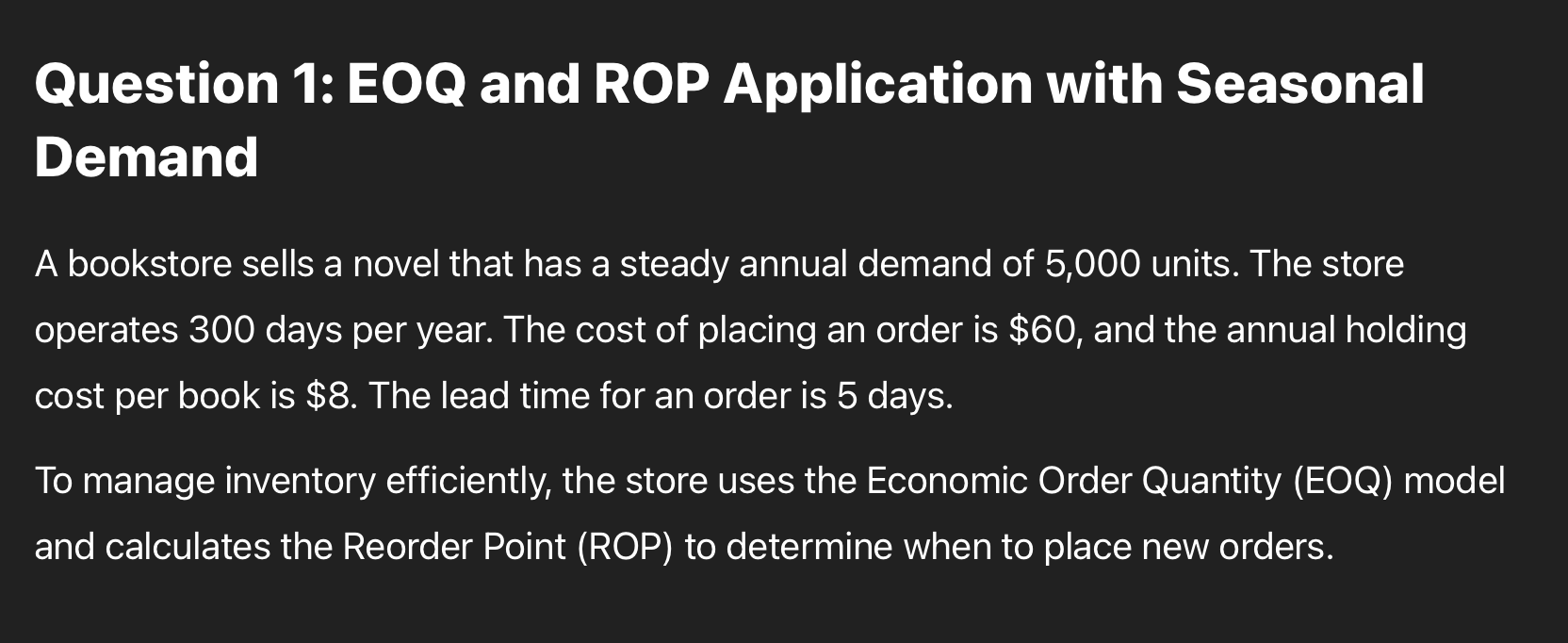 Solved A)Calculate the Reorder Point (ROP) ﻿for the product. | Chegg.com