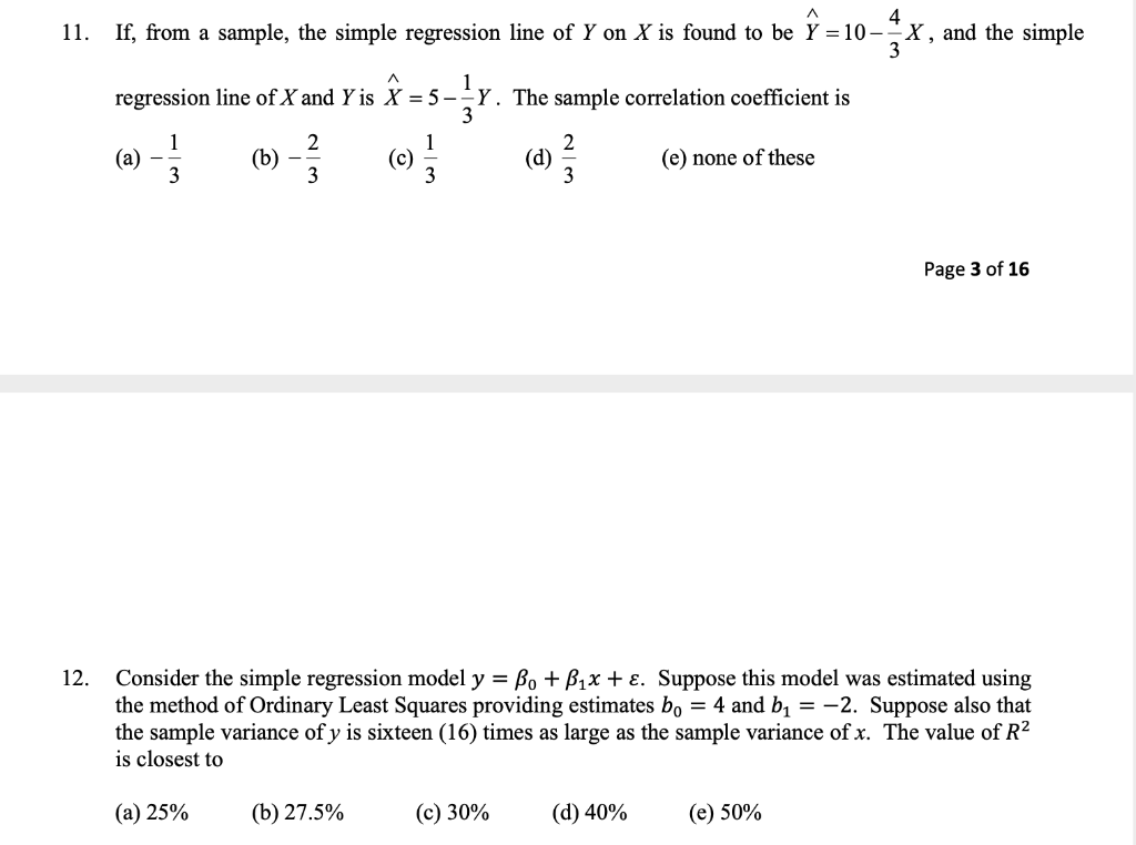 regression line of x on y example