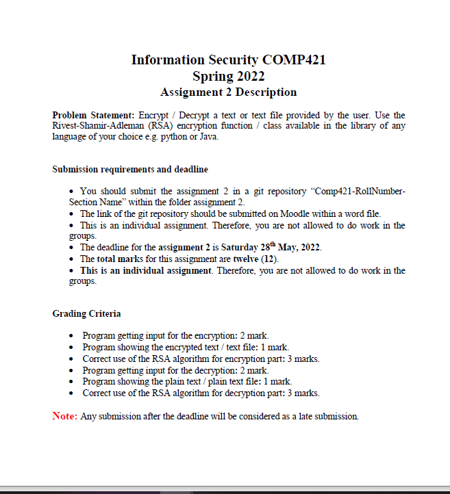 Solved Information Security COMP421 Spring 2022 Assignment 2 | Chegg.com