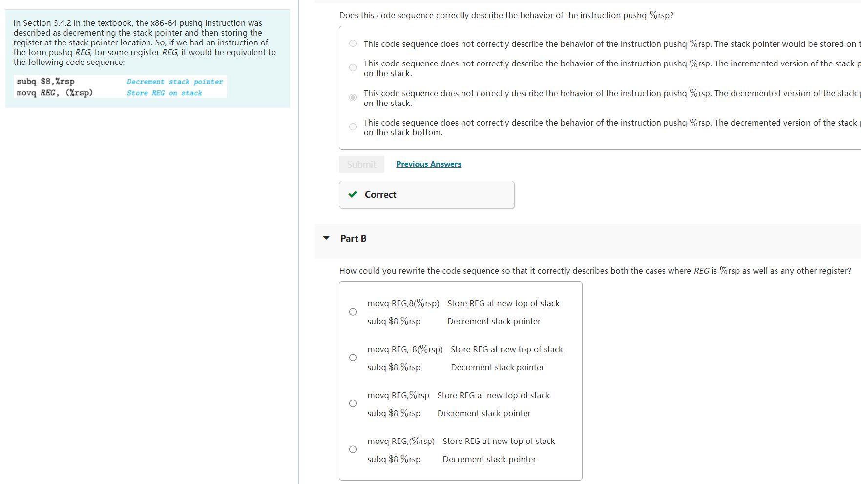 Solved Part B How Could You Rewrite The Code Sequence So | Chegg.com