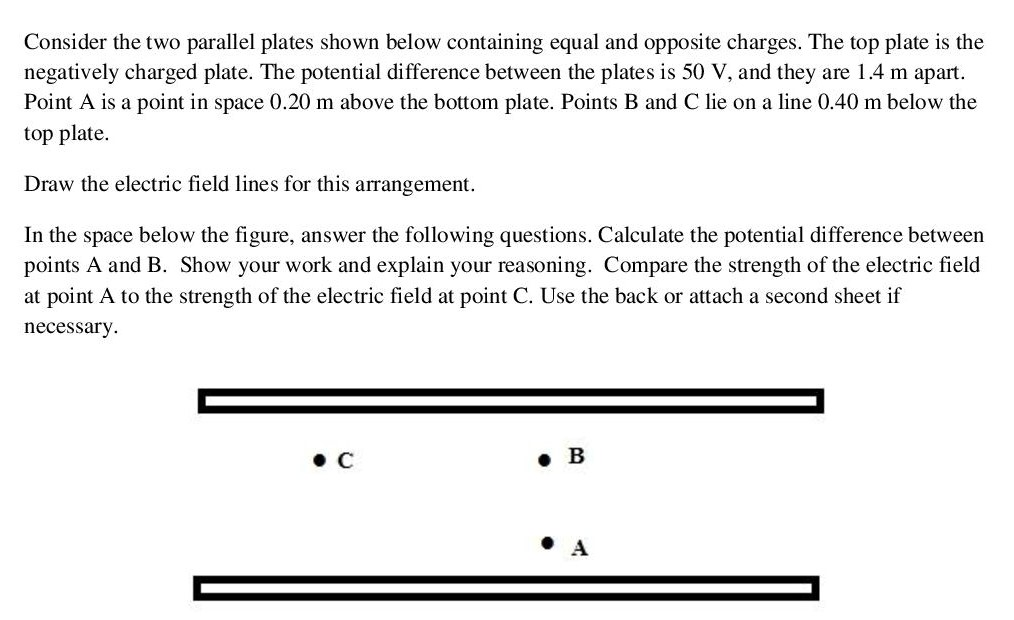 Solved Consider The Two Parallel Plates Shown Below | Chegg.com